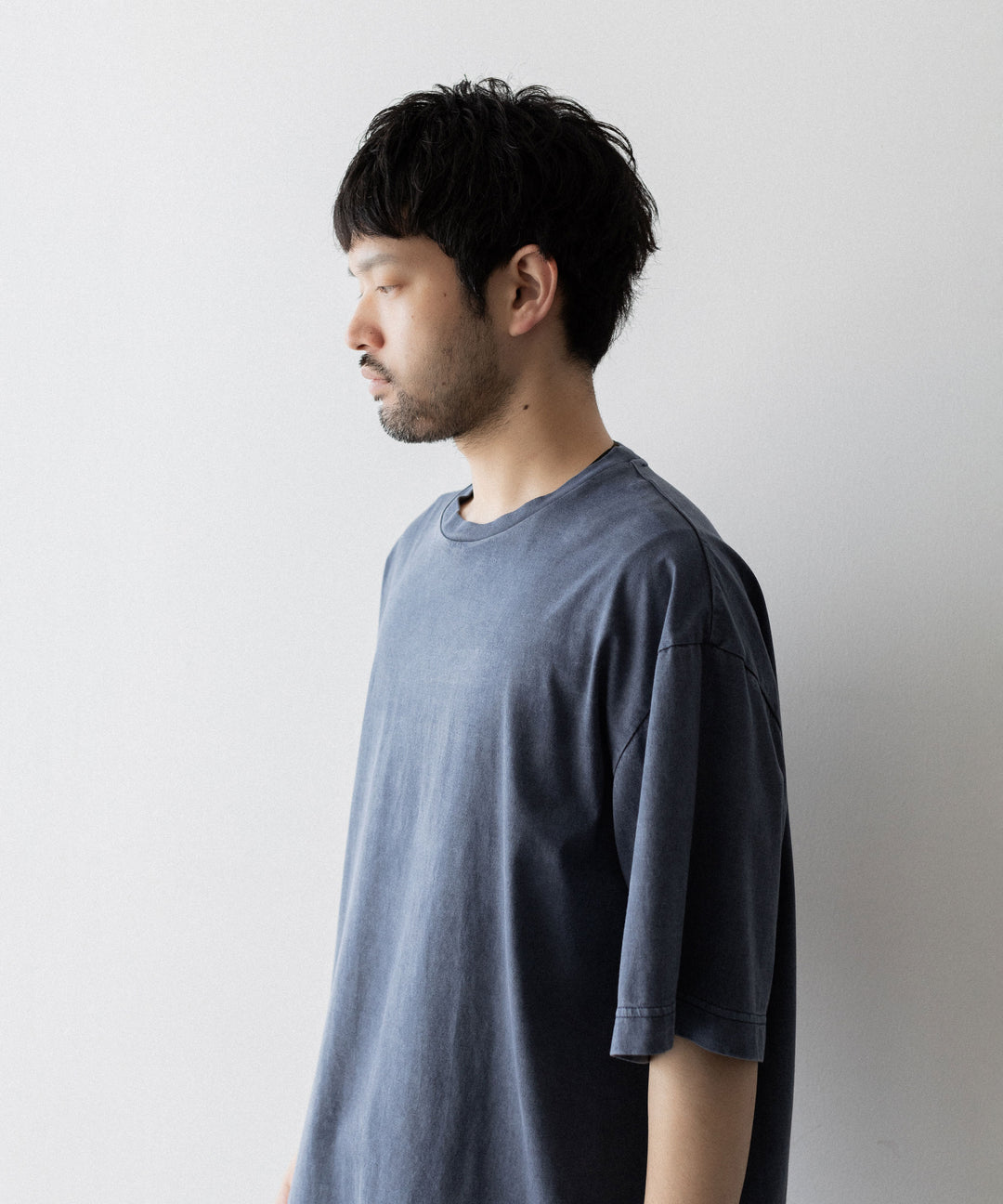 【KANEMASA PHIL.】36G LOW TWIST GARMENT DYE S/S TEE - NAVY PIGMENT