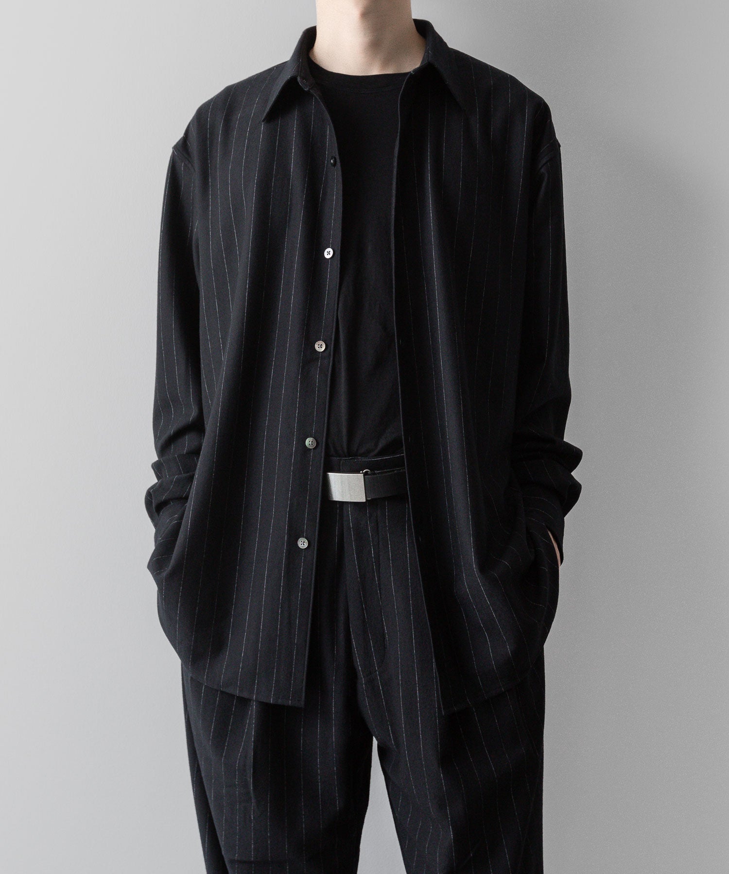 KANEMASA PHIL. カネマサフィルの36G WOOL STRIPE EASY TROUSERS - BLACK SPの公式通販サイトsession福岡セレクトショップ