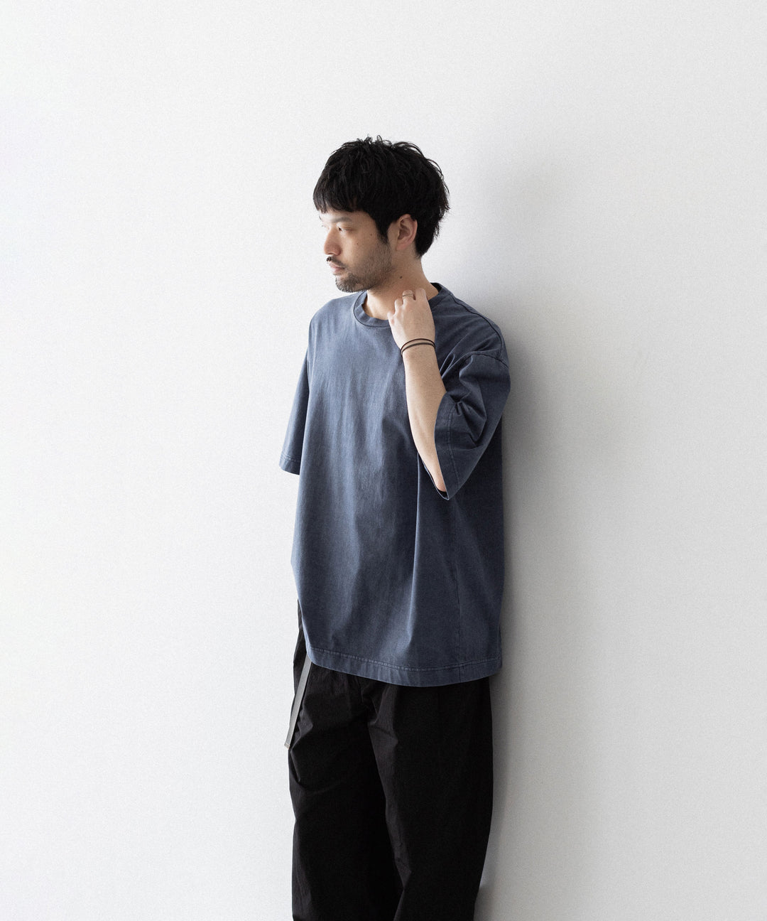【KANEMASA PHIL.】36G LOW TWIST GARMENT DYE S/S TEE - NAVY PIGMENT
