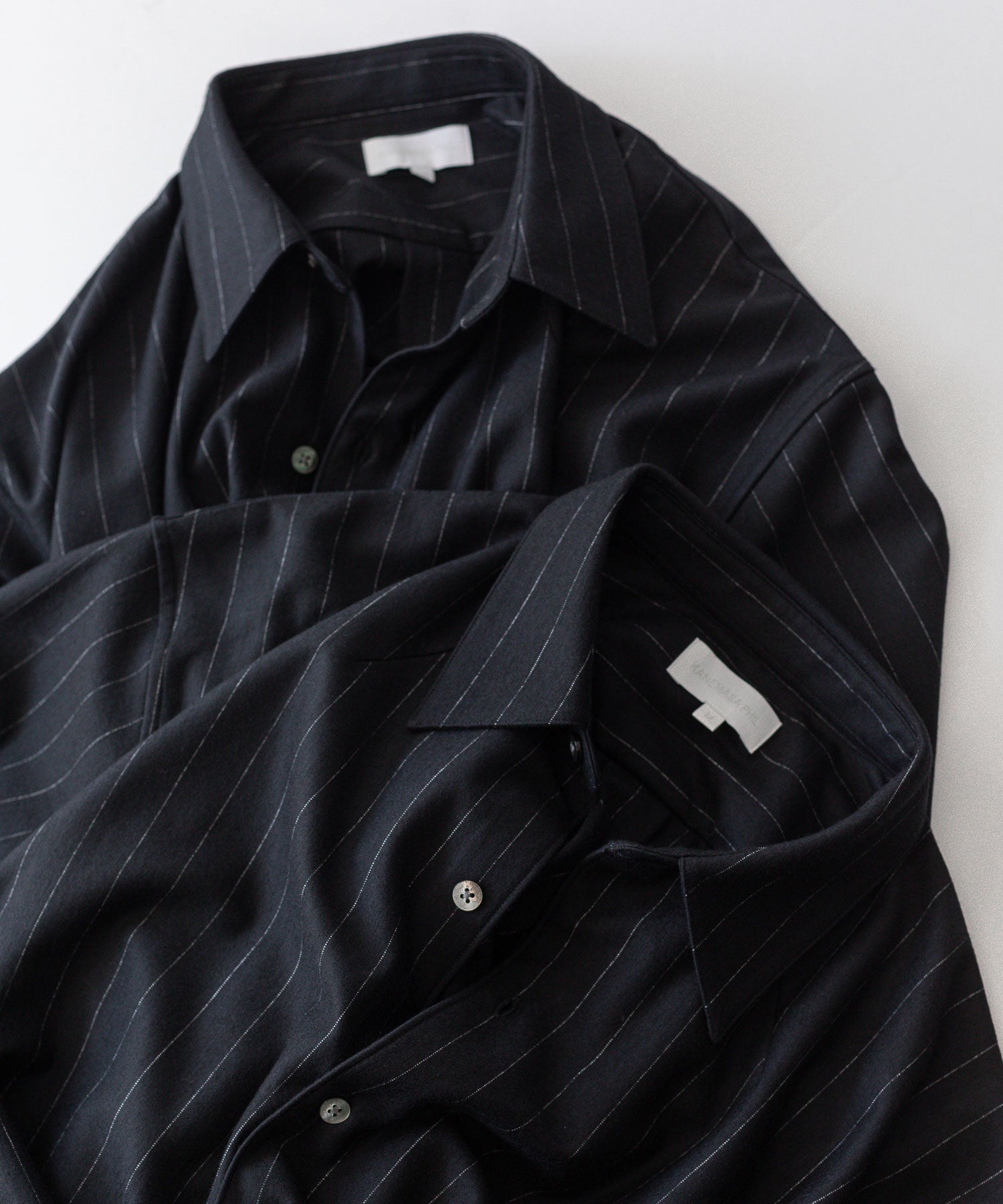 KANEMASA PHIL. カネマサフィルの36G IDEAL WOOL STRIPE SHIRT - BLACK SPの公式通販サイトsession福岡セレクトショップ