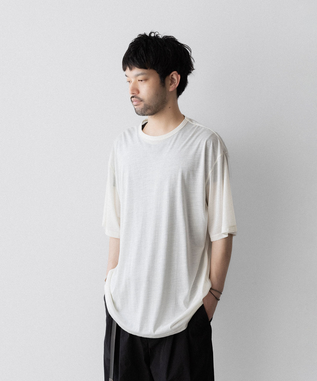 【KANEMASA PHIL.】36G WOOL SILKY TEE - WHITE