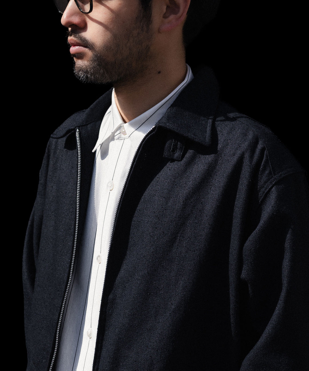 INTÉRIM - インテリムのSILK LINEN HYPER BIG SHORT DRIZZLER JACKETのBLACK公式通販サイトsession福岡セレクトショップ