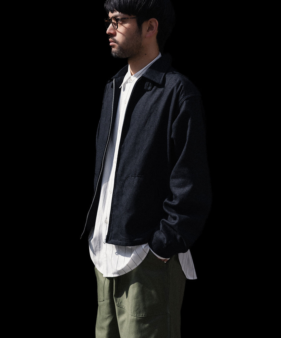 INTÉRIM - インテリムのSILK LINEN HYPER BIG SHORT DRIZZLER JACKETのBLACK公式通販サイトsession福岡セレクトショップ