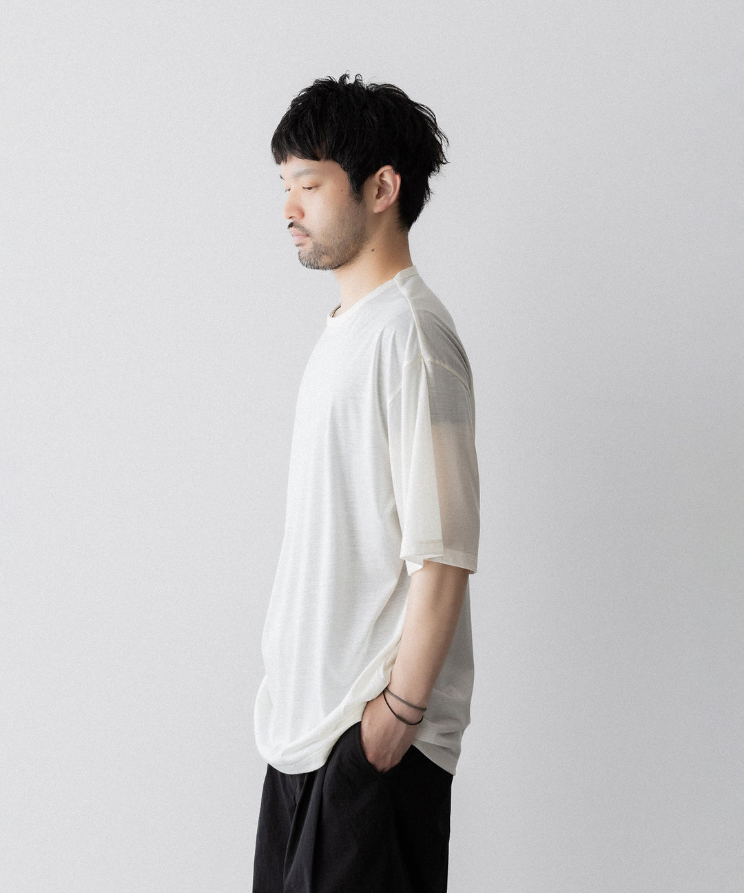 【KANEMASA PHIL.】36G WOOL SILKY TEE - WHITE