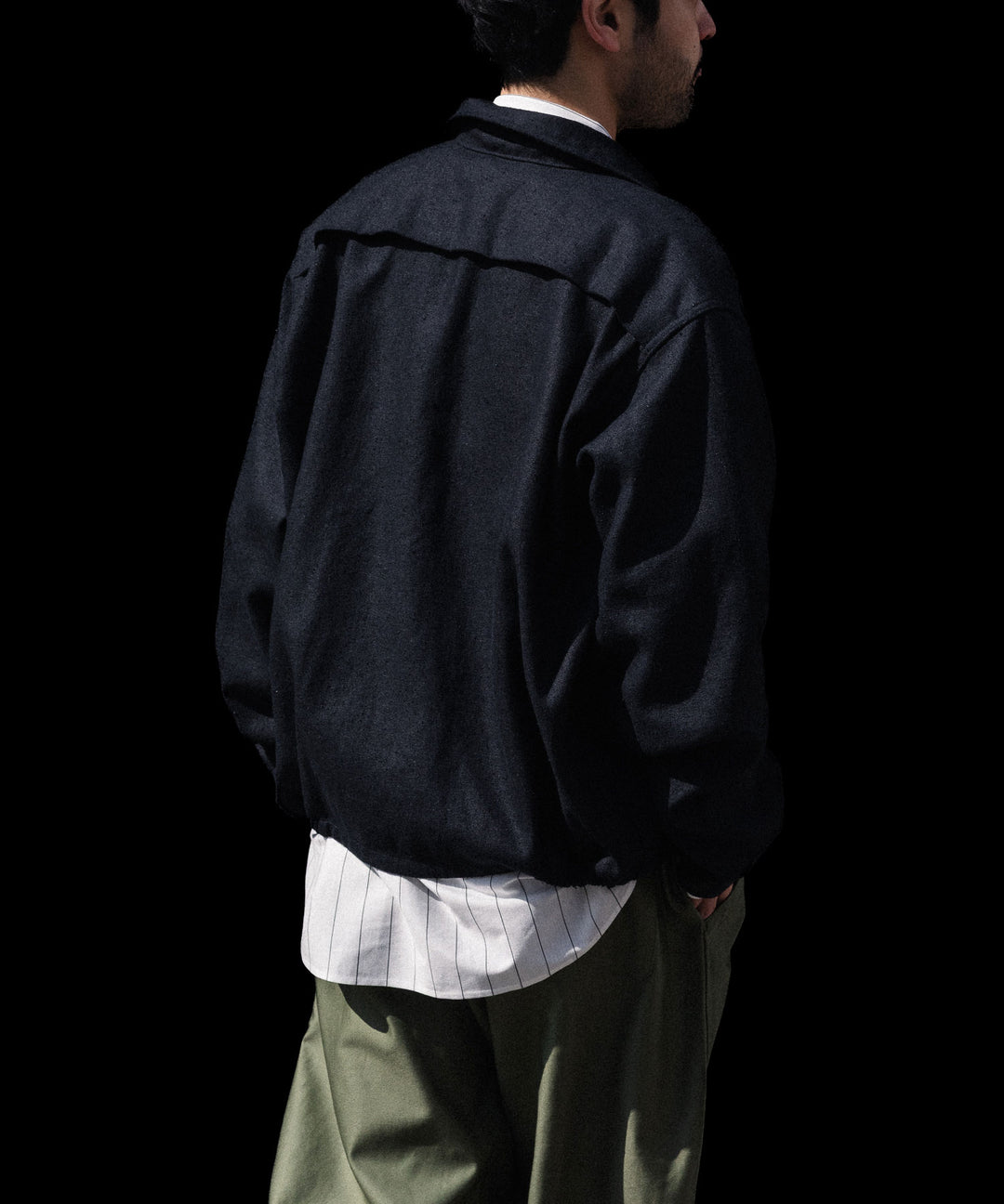INTÉRIM - インテリムのSILK LINEN HYPER BIG SHORT DRIZZLER JACKETのBLACK公式通販サイトsession福岡セレクトショップ