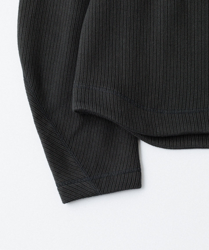 OPPOSE DUALITY-オポーズデュアリティのNO COLLAR RIB ZIP TOPのBLACK公式通販サイトsession福岡セレクトショップ