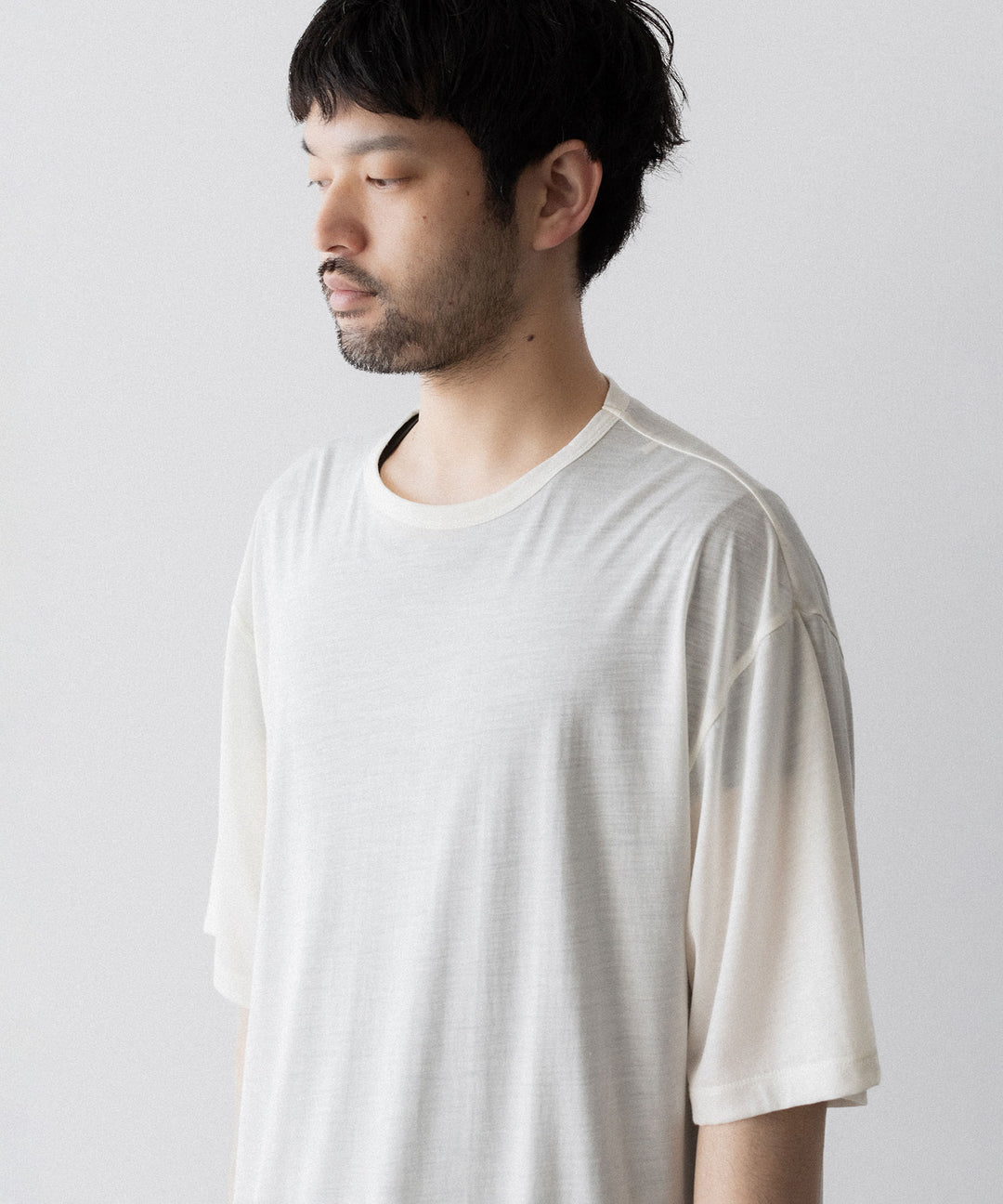 【KANEMASA PHIL.】36G WOOL SILKY TEE - WHITE