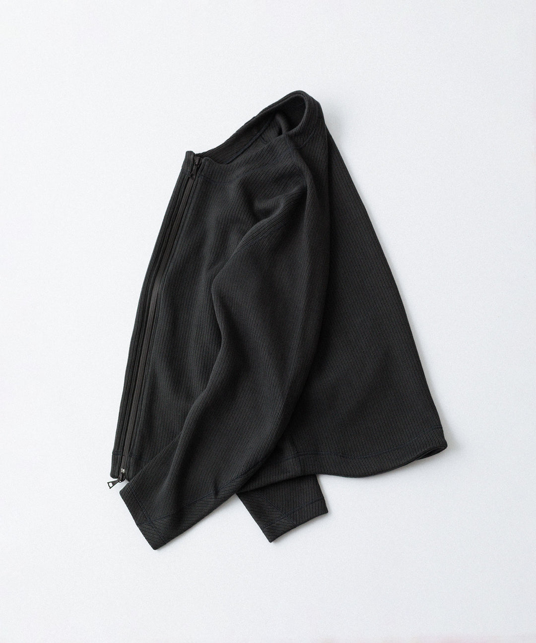 OPPOSE DUALITY-オポーズデュアリティのNO COLLAR RIB ZIP TOPのBLACK公式通販サイトsession福岡セレクトショップ