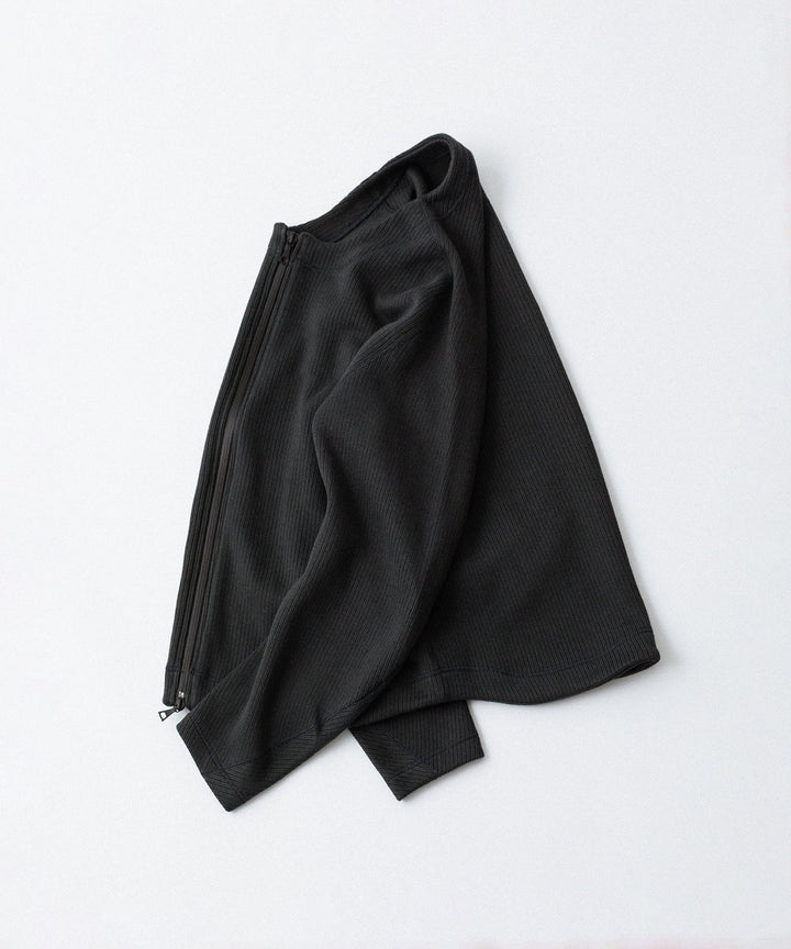 OPPOSE DUALITY-オポーズデュアリティのNO COLLAR RIB ZIP TOPのBLACK公式通販サイトsession福岡セレクトショップ