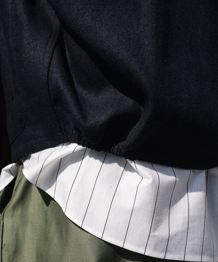 INTÉRIM - インテリムのSILK LINEN HYPER BIG SHORT DRIZZLER JACKETのBLACK公式通販サイトsession福岡セレクトショップ