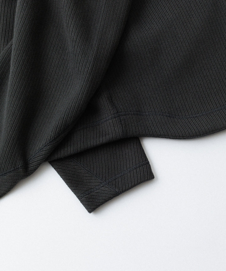 OPPOSE DUALITY-オポーズデュアリティのNO COLLAR RIB ZIP TOPのBLACK公式通販サイトsession福岡セレクトショップ