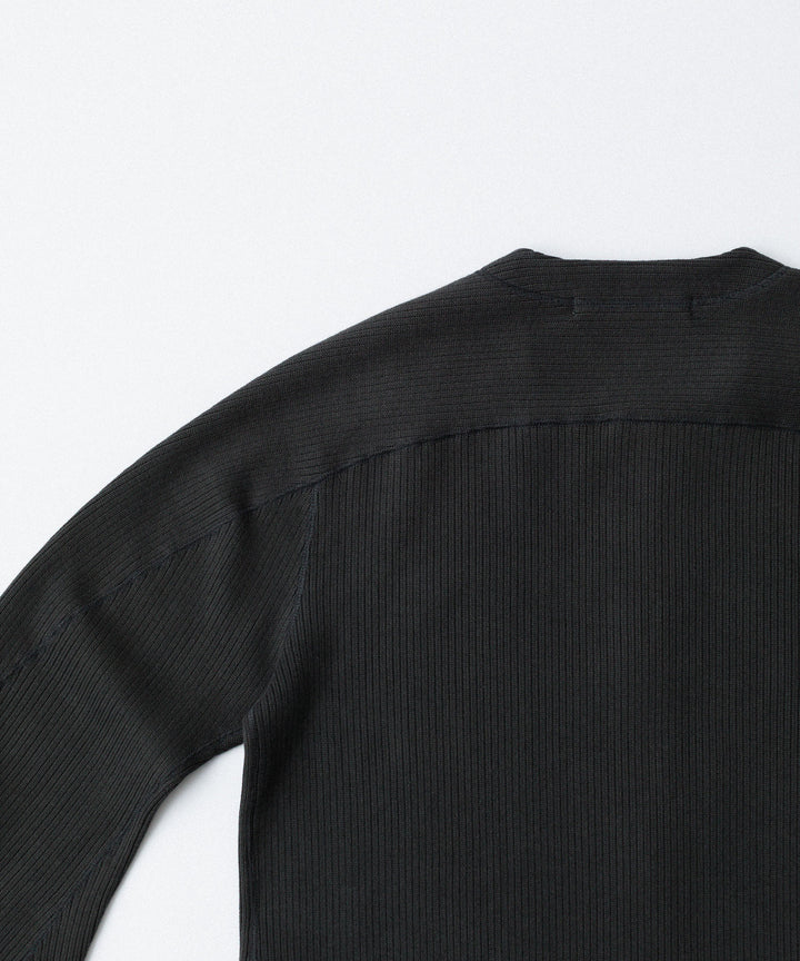 OPPOSE DUALITY-オポーズデュアリティのNO COLLAR RIB ZIP TOPのBLACK公式通販サイトsession福岡セレクトショップ