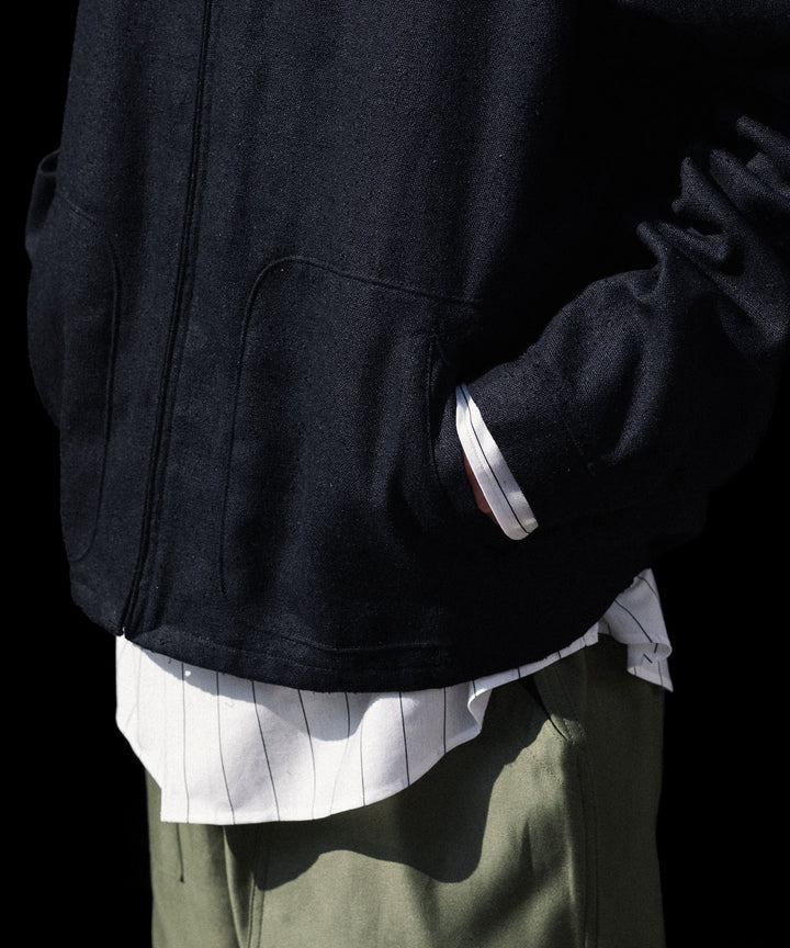 INTÉRIM - インテリムのSILK LINEN HYPER BIG SHORT DRIZZLER JACKETのBLACK公式通販サイトsession福岡セレクトショップ