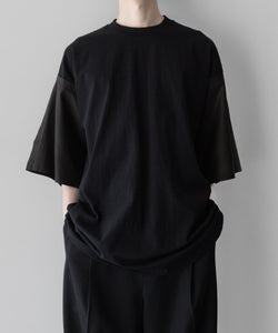 【 i'm here 】アイムヒアーのWashable Leather Sleeve : T-SHIRT - BLACK公式通販session福岡セレクトショップ