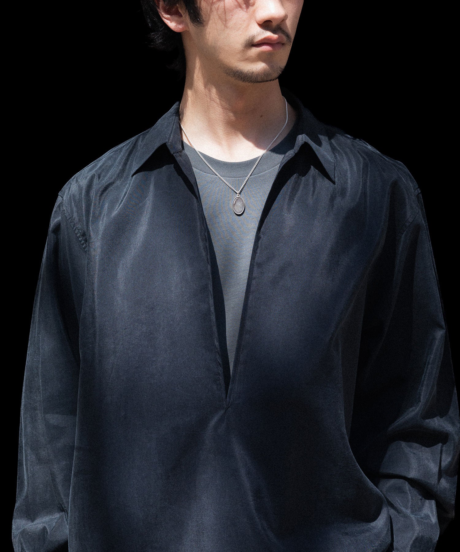 ssstein / シュタイン】SILK NYLON SKIPPER SHIRT - BLACK | 公式通販