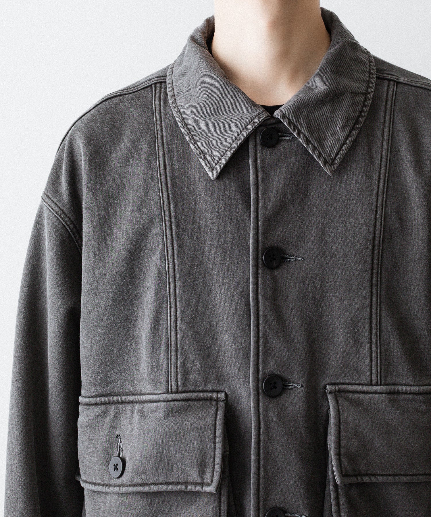 KANEMASA PHIL.】36G FINE SWEAT WORK JACKET - CHARCOAL PIGMENT