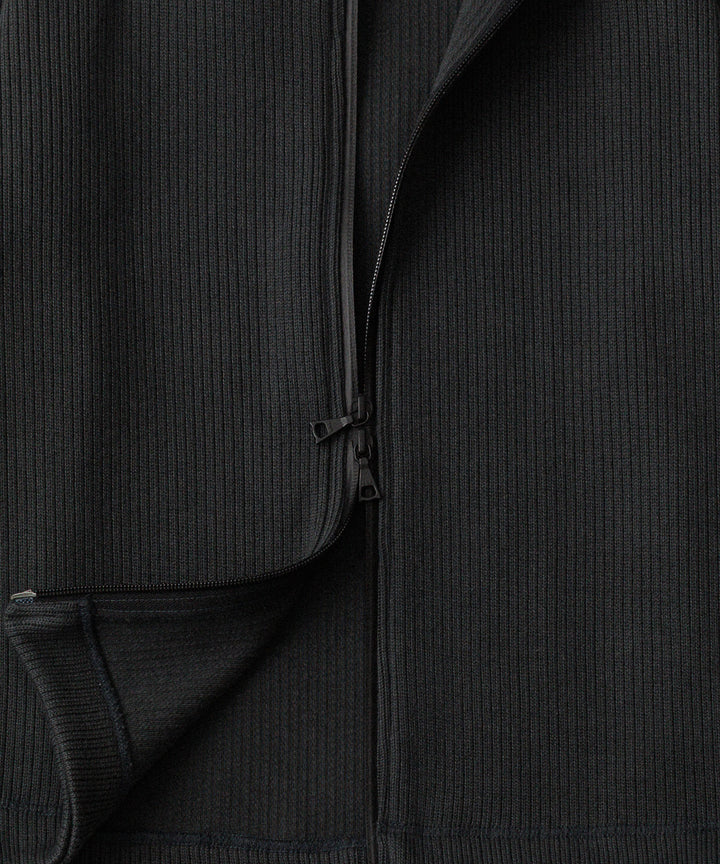 OPPOSE DUALITY-オポーズデュアリティのNO COLLAR RIB ZIP TOPのBLACK公式通販サイトsession福岡セレクトショップ
