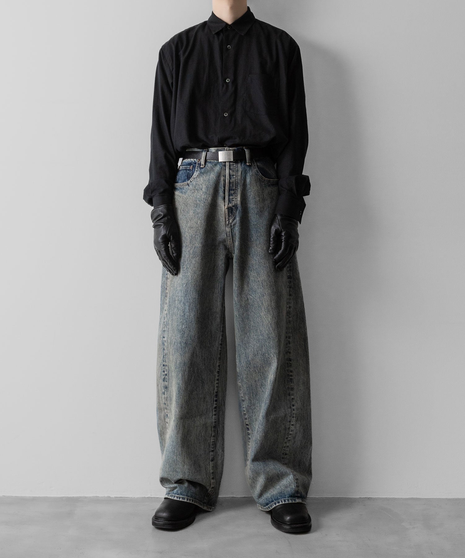 ssstein(シュタイン)のC/SI TWILL OVERSIZED REGULAR COLLAR SHIRT - BLACKの公式通販サイトsession福岡セレクトショップ