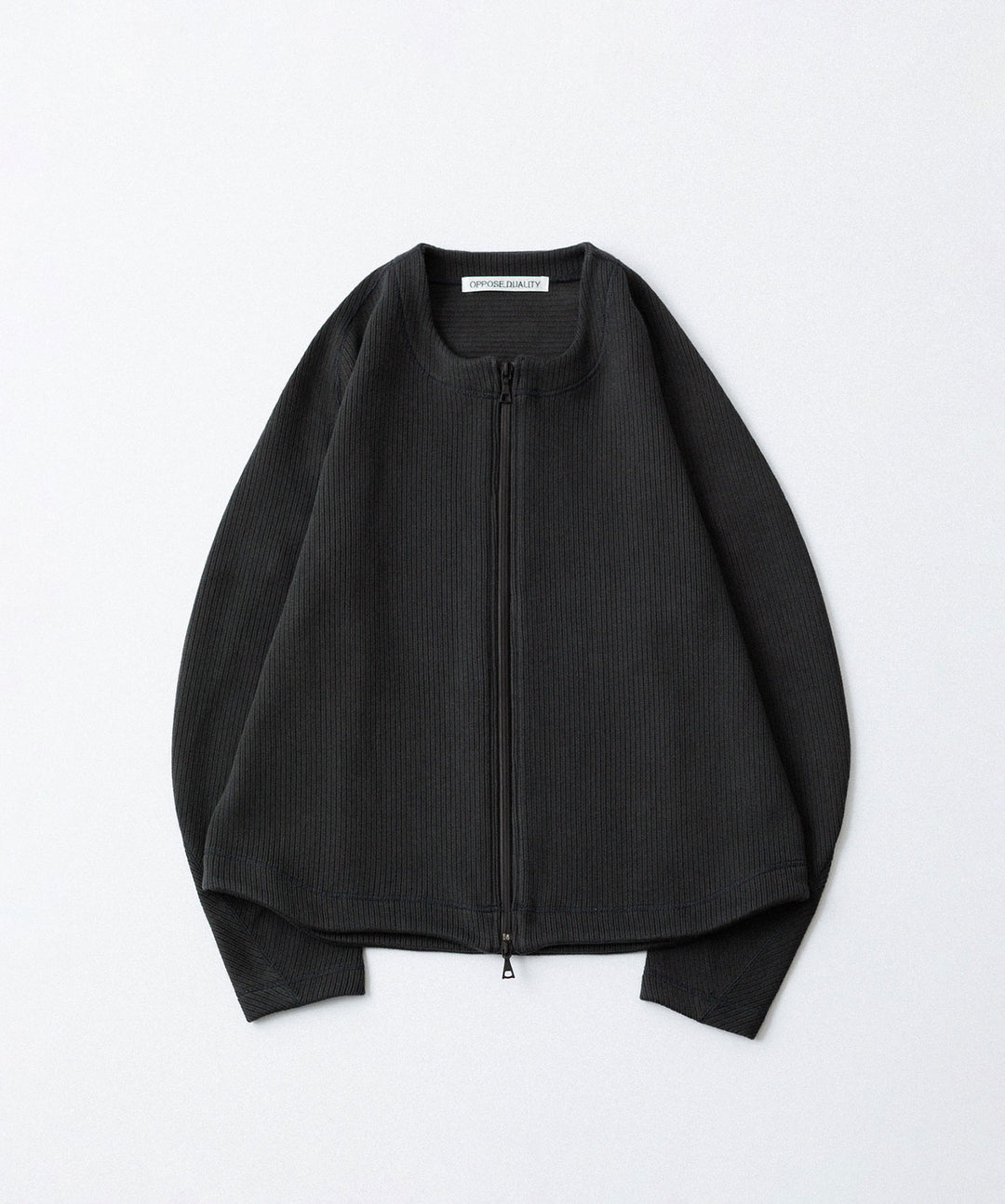 OPPOSE DUALITY-オポーズデュアリティのNO COLLAR RIB ZIP TOPのBLACK公式通販サイトsession福岡セレクトショップ
