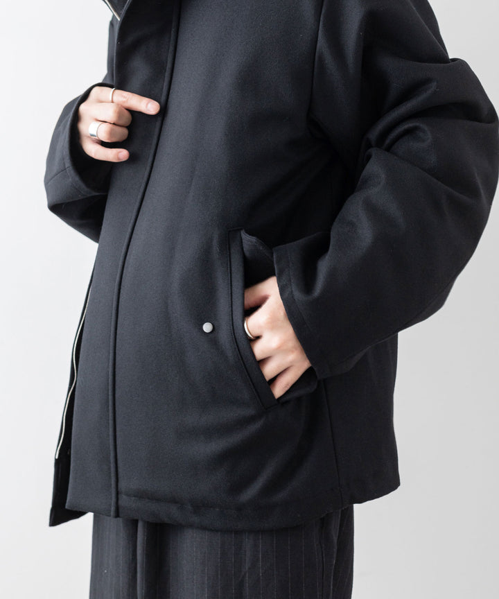 stein(シュタイン)の23AWコレクションMELTON STAND COLLAR ZIP SHORT JACKETのBLACK sessionセッション福岡セレクトショップ 公式通販サイト