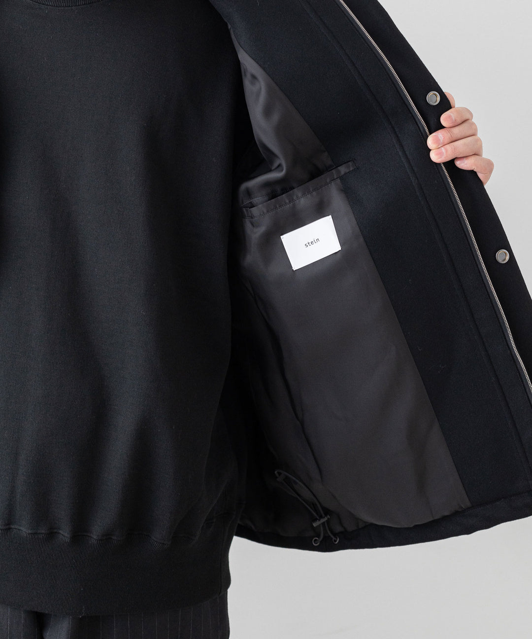 stein(シュタイン)の23AWコレクションMELTON STAND COLLAR ZIP SHORT JACKETのBLACK sessionセッション福岡セレクトショップ 公式通販サイト