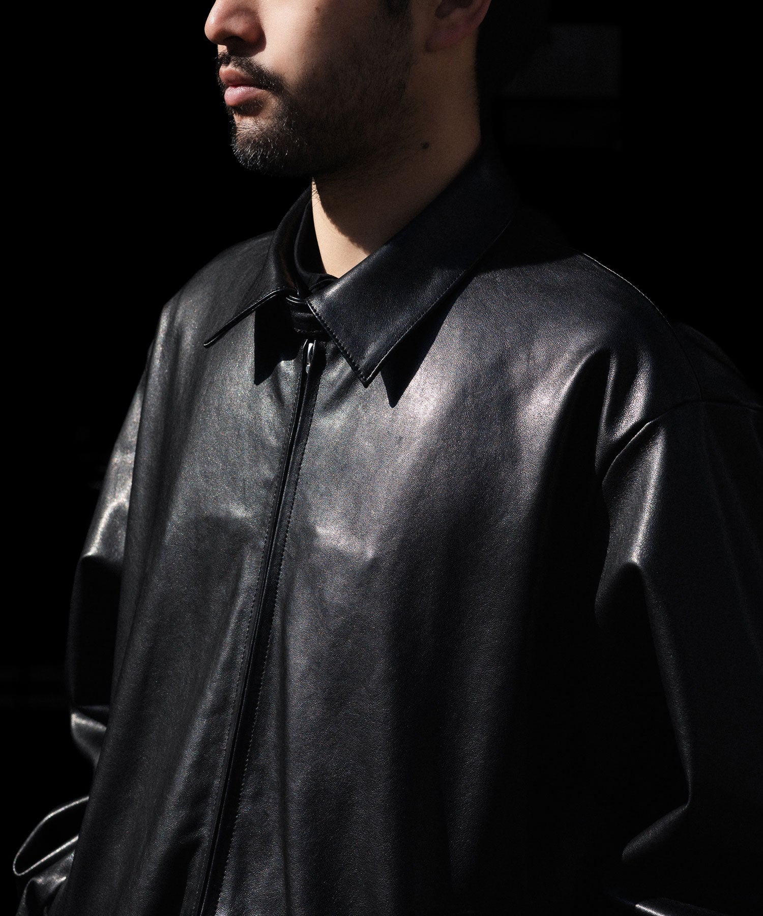 ssstein / シュタイン】LAMBS LEATHER LIGHT ZIP JACKET - BLACK