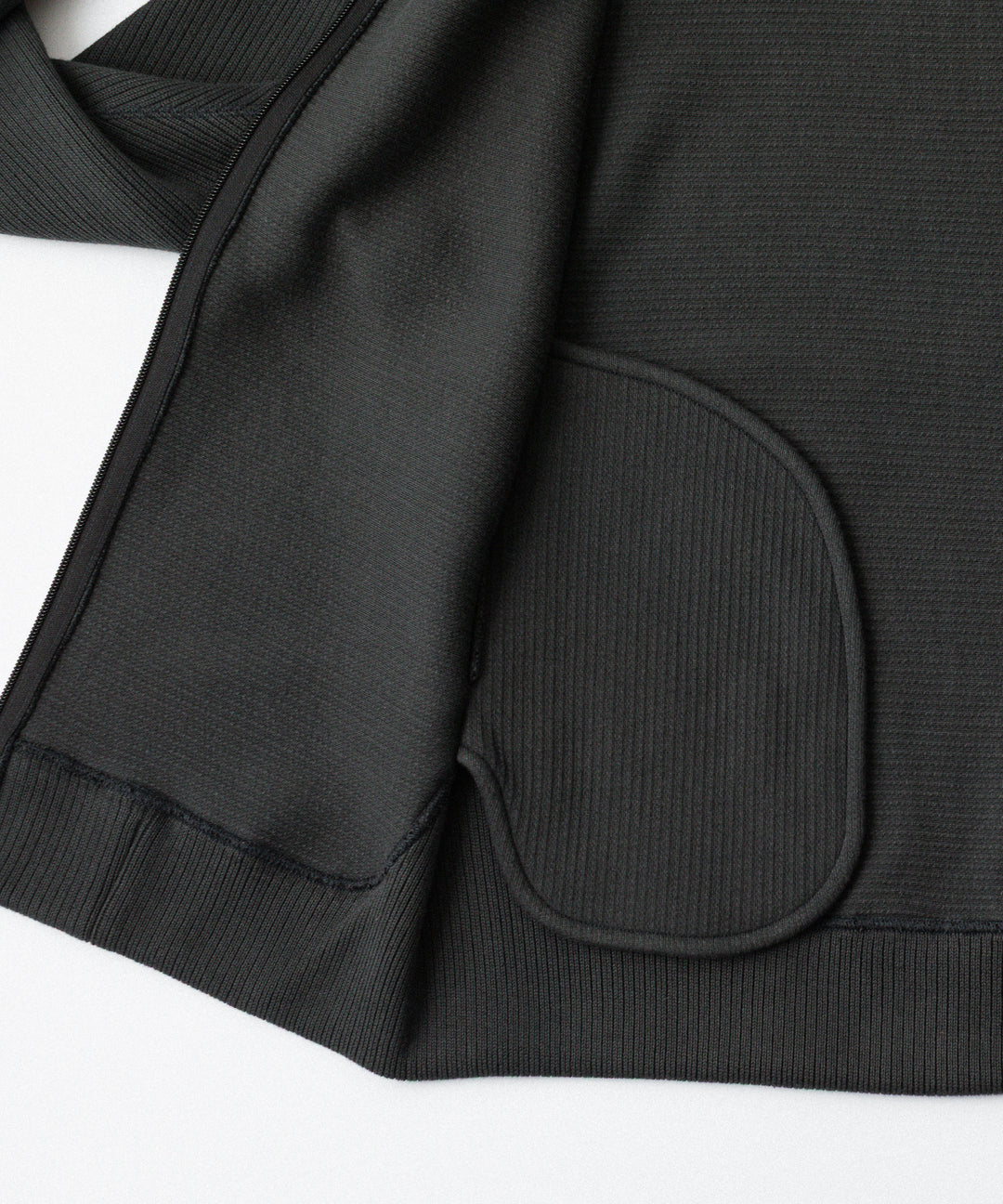 【OPPOSE DUALITY】ZIP UP RIB HOODIE - BLACK