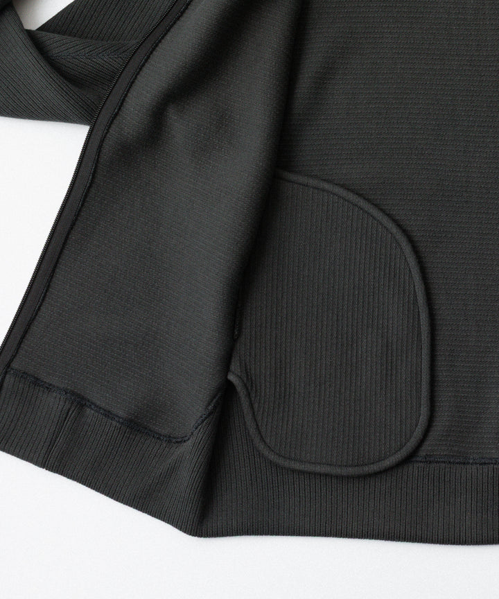 【OPPOSE DUALITY】ZIP UP RIB HOODIE - BLACK