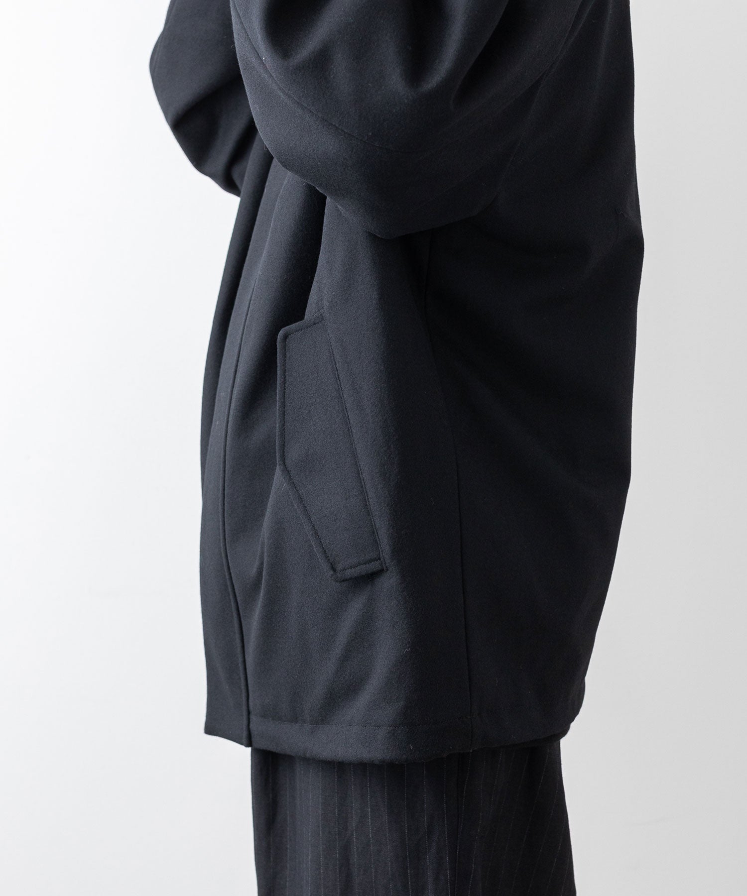 stein(シュタイン)の23AWコレクションMELTON STAND COLLAR ZIP SHORT JACKETのBLACK sessionセッション福岡セレクトショップ 公式通販サイト