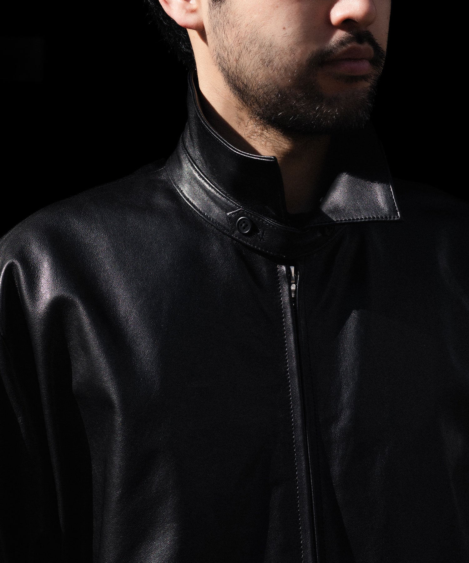 ssstein / シュタイン】LAMBS LEATHER LIGHT ZIP JACKET - BLACK