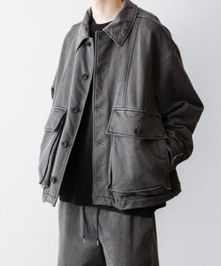 KANEMASA PHIL.】36G FINE SWEAT WORK JACKET - CHARCOAL PIGMENT