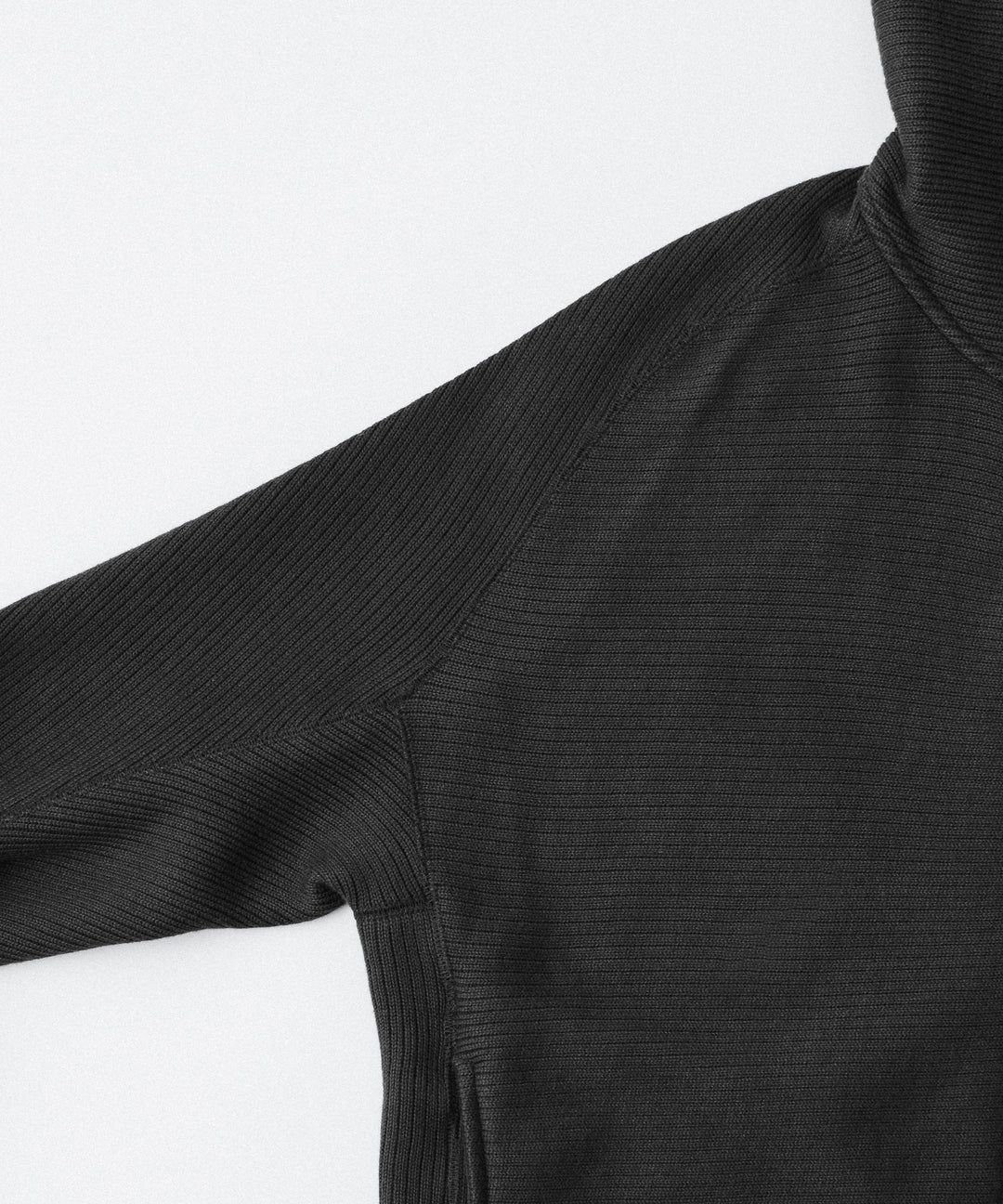 【OPPOSE DUALITY】ZIP UP RIB HOODIE - BLACK