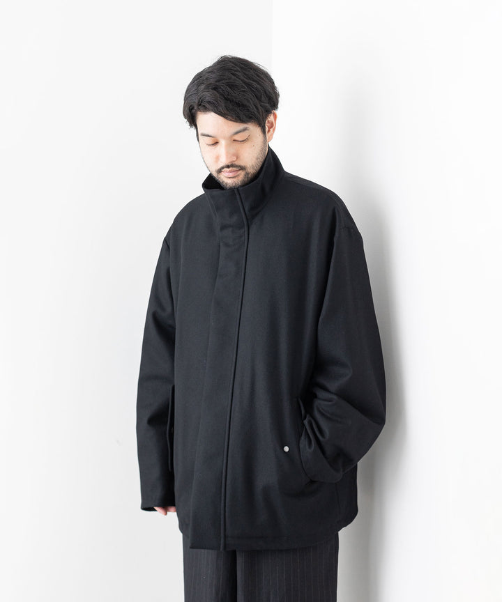 stein(シュタイン)の23AWコレクションMELTON STAND COLLAR ZIP SHORT JACKETのBLACK sessionセッション福岡セレクトショップ 公式通販サイト