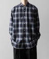 【ssstein】OVERSIZED DOWN PAT SHIRT - NAVY OMBRE