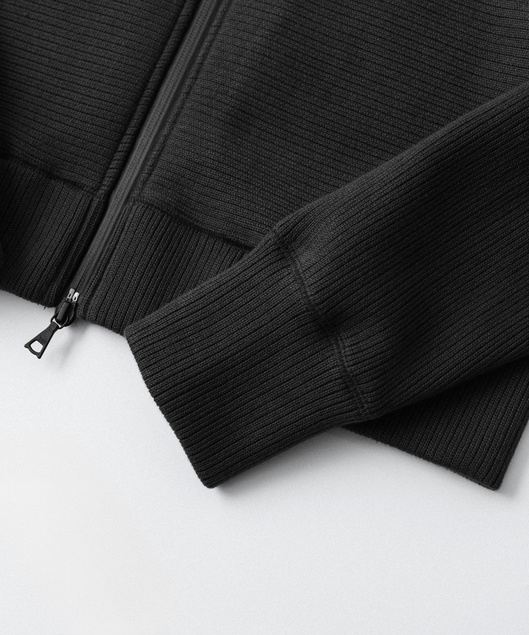【OPPOSE DUALITY】ZIP UP RIB HOODIE - BLACK