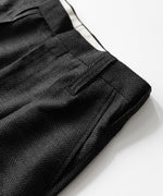 画像をギャラリービューアに読み込む, 【INTÉRIM】HERRING BONE WOOL SUITING 1-TUCK WIDE TAPERED SLACKS - BLACK
