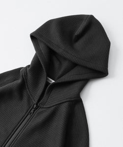 トップス OPPOSE DUALITY Zip up hoodie BLACK OPPOSE DUALITY / オポーズデュアリティ】ZIP UP RIB HOODIE - BLACK