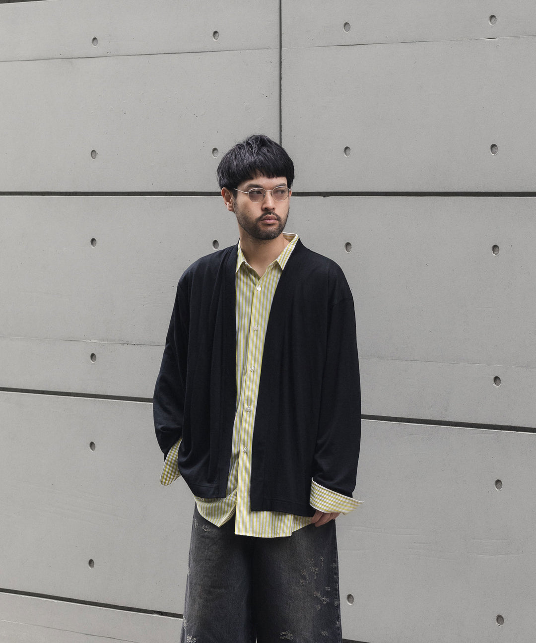 WWW - WRAPINKNOT wool wear ラッピンノットウールウェアのBUTTON-LESS CARDIGANのBLACK 公式通販サイトsession福岡セレクトショップ