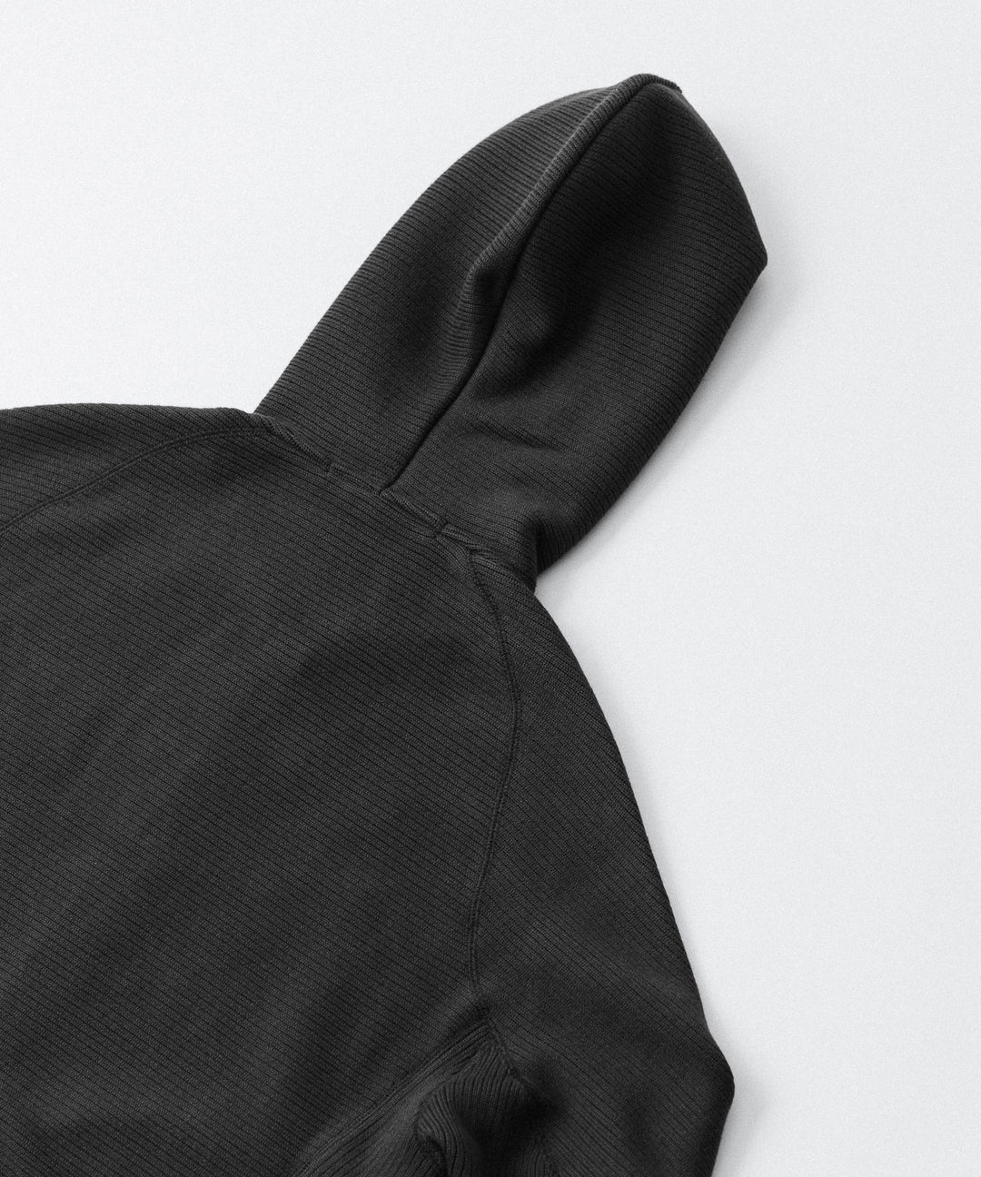 【OPPOSE DUALITY】ZIP UP RIB HOODIE - BLACK