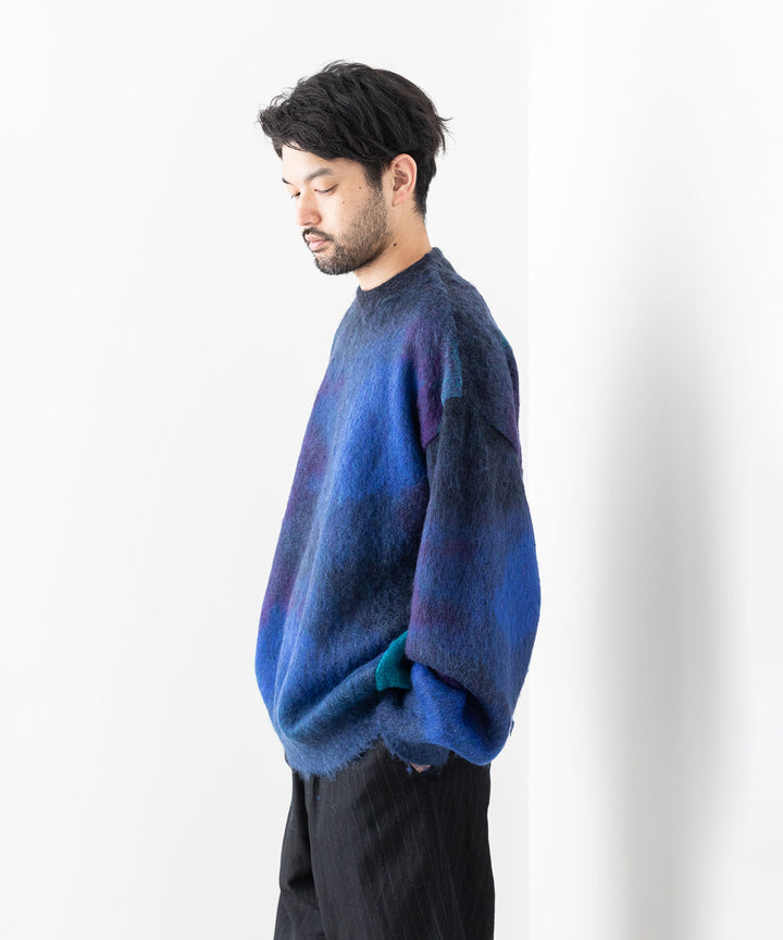 stein(シュタイン)の23AWコレクションOVERSIZED GRADATION MOHAIR LS のBLUE BLACK