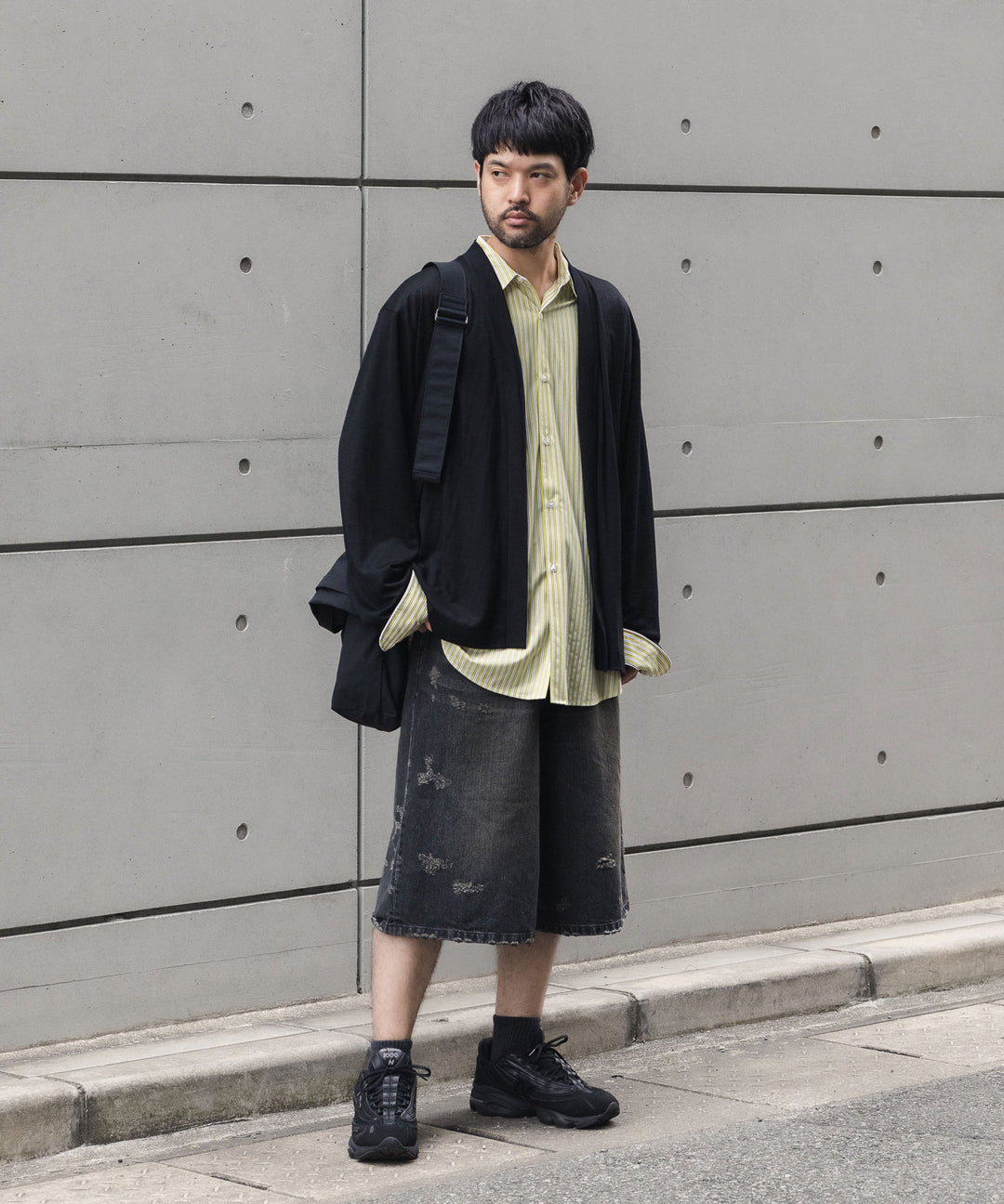 WWW - WRAPINKNOT wool wear ラッピンノットウールウェアのBUTTON-LESS CARDIGANのBLACK 公式通販サイトsession福岡セレクトショップ