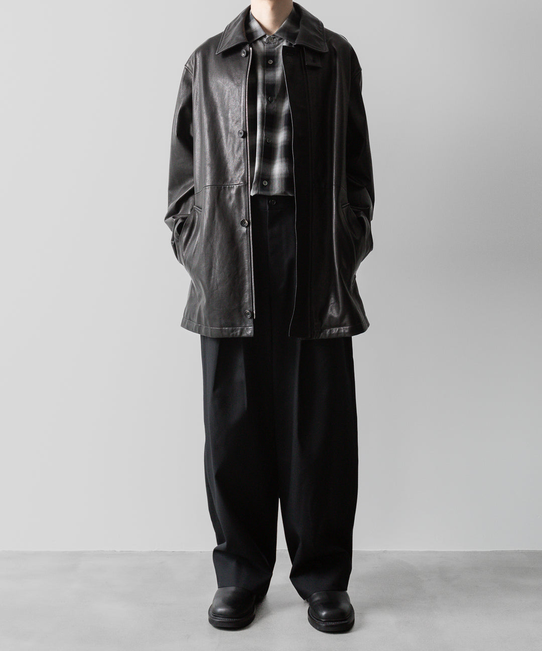 stein(シュタイン)の23AWコレクションLEATHER ZIP JACKETのBLACK 公式通販session福岡セレクトショップ
