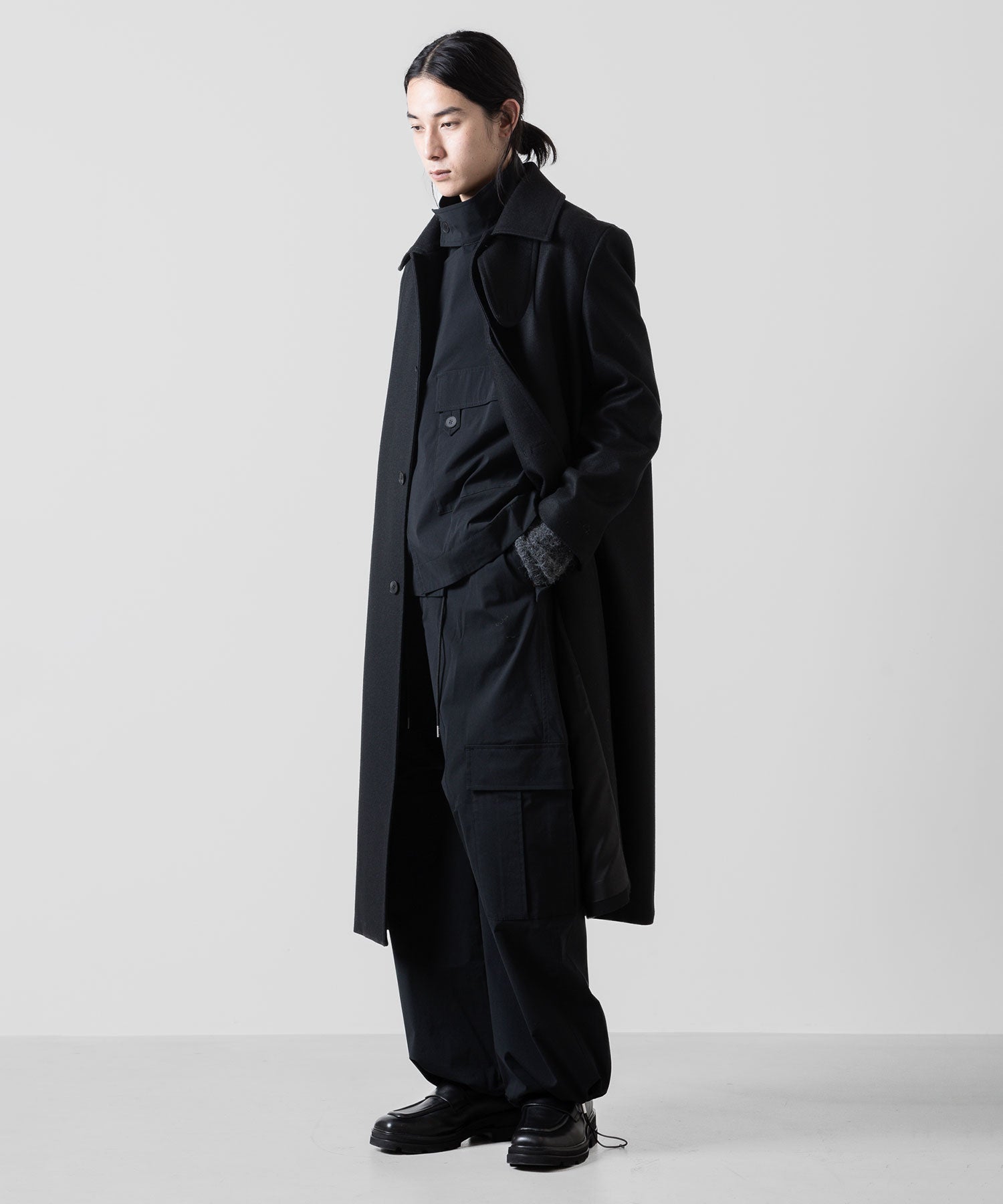 【 VEIN 】CO/NY STRETCH WEATHER FILED CARGO TROUSERS - BLACK