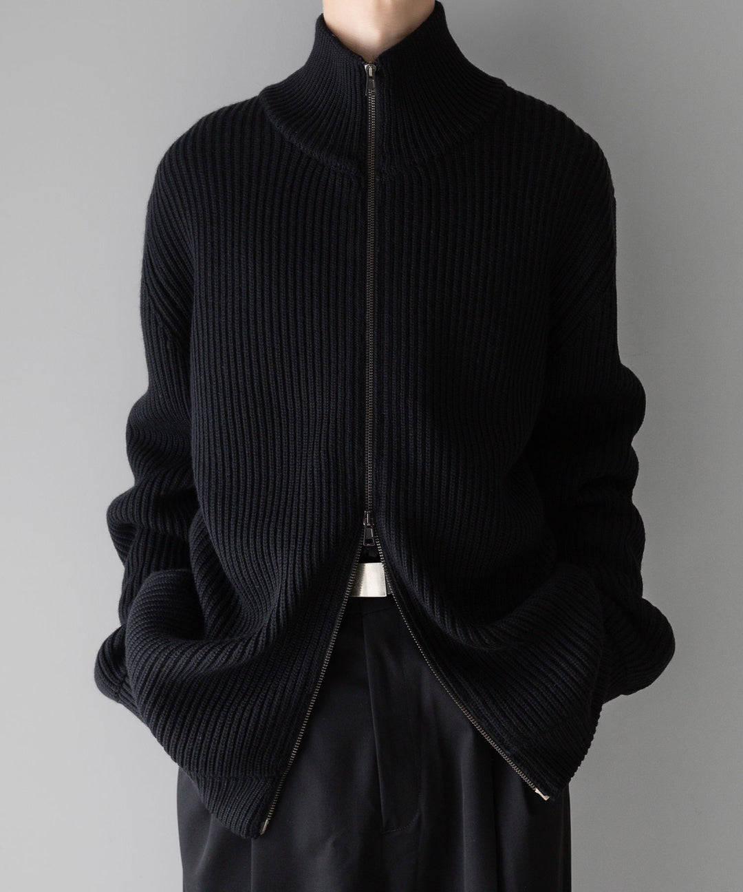 【INTÉRIM】インテリムのドライバーズニット LIMITED HAND FRAMED DRIVERS ZIP KNIT - BLACK 公式通販サイトsession福岡セレクトショップ