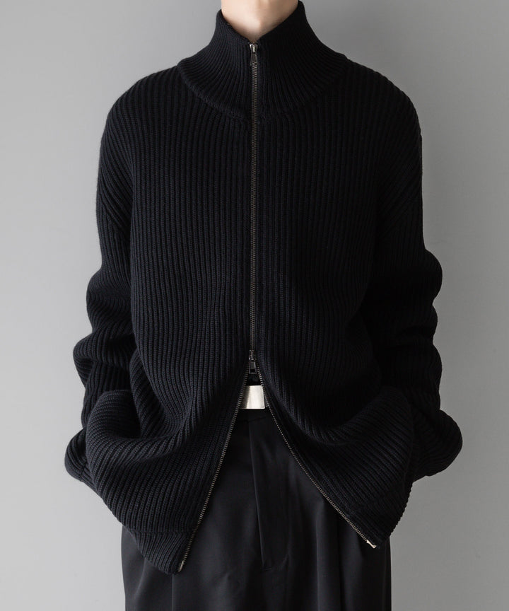 【INTÉRIM】インテリムのドライバーズニット LIMITED HAND FRAMED DRIVERS ZIP KNIT - BLACK 公式通販サイトsession福岡セレクトショップ