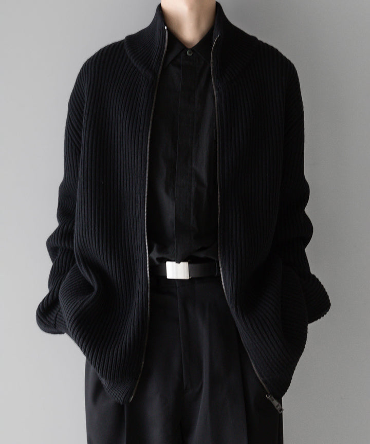 【INTÉRIM】インテリムのドライバーズニット LIMITED HAND FRAMED DRIVERS ZIP KNIT - BLACK 公式通販サイトsession福岡セレクトショップ