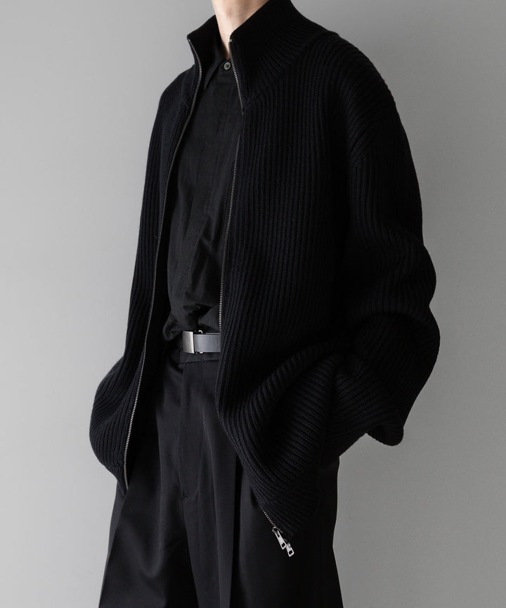 【INTÉRIM】インテリムのドライバーズニット LIMITED HAND FRAMED DRIVERS ZIP KNIT - BLACK 公式通販サイトsession福岡セレクトショップ