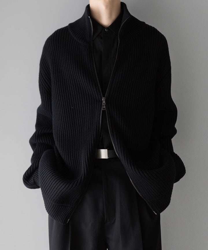 【INTÉRIM】インテリムのドライバーズニット LIMITED HAND FRAMED DRIVERS ZIP KNIT - BLACK 公式通販サイトsession福岡セレクトショップ