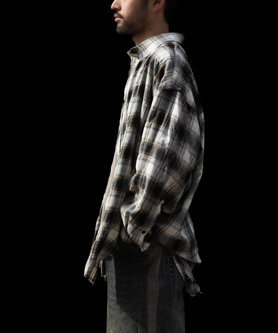 CODA -コーダのBEIGE GREY CHECKED WASHED THRASHED STRUCTURED SHIRTのBEIGE GREY CHECK公式通販サイトsession福岡セレクトショップ