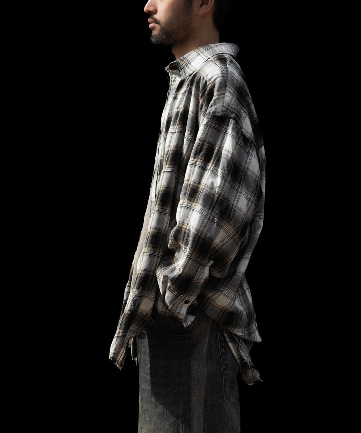 CODA -コーダのBEIGE GREY CHECKED WASHED THRASHED STRUCTURED SHIRTのBEIGE GREY CHECK公式通販サイトsession福岡セレクトショップ